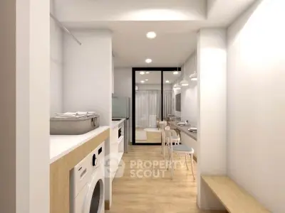 Modern kitchen with sleek design and integrated washing machine