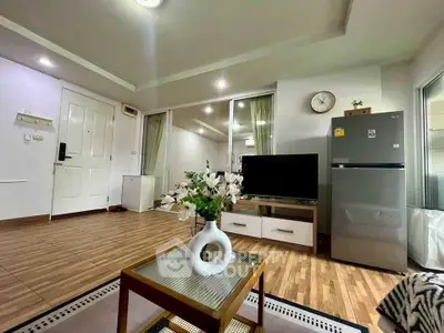 Modern living room with stylish decor and sleek appliances