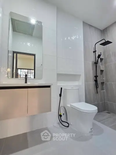 Modern bathroom with sleek fixtures and contemporary design