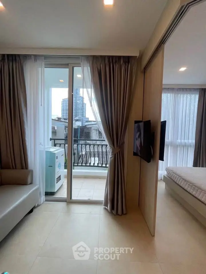 Modern apartment with balcony view and sliding partition