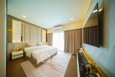 Luxurious modern bedroom with elegant decor and natural light