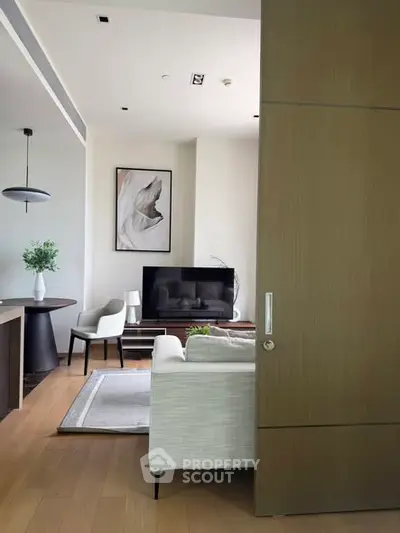 Modern living room with sleek furniture and stylish decor
