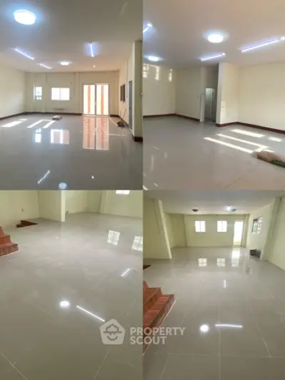 Spacious interior with glossy tiled floors and ample natural light