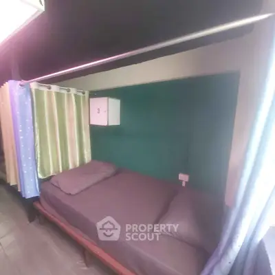 Cozy bedroom with privacy curtains and modern decor