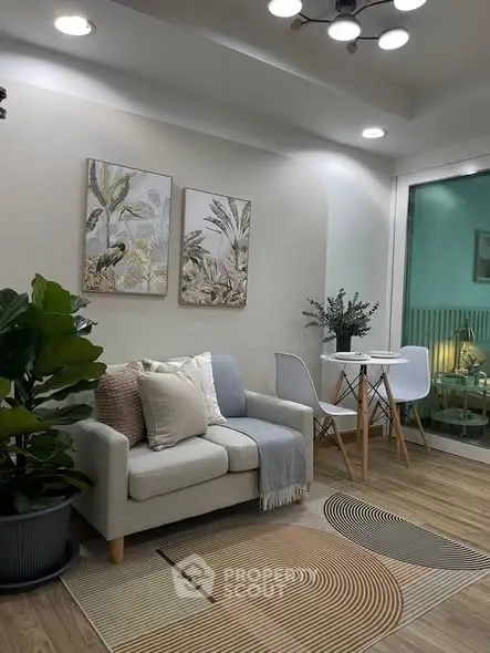 Chic living room with modern decor and cozy seating area