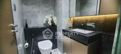 Luxurious modern bathroom with sleek fixtures and elegant decor