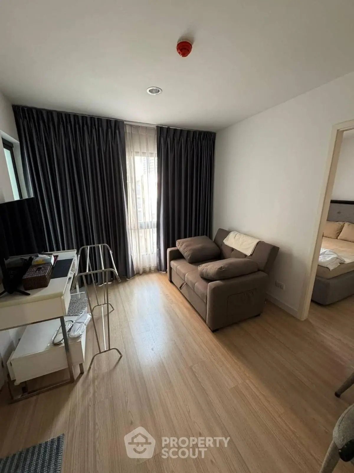 Cozy living room with modern decor and natural light