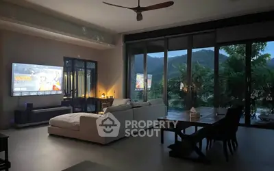 Luxurious living room with stunning mountain view and modern decor