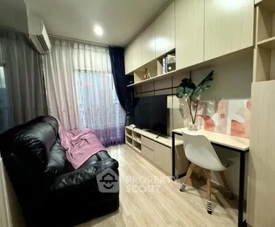 Cozy living room with modern decor and natural light