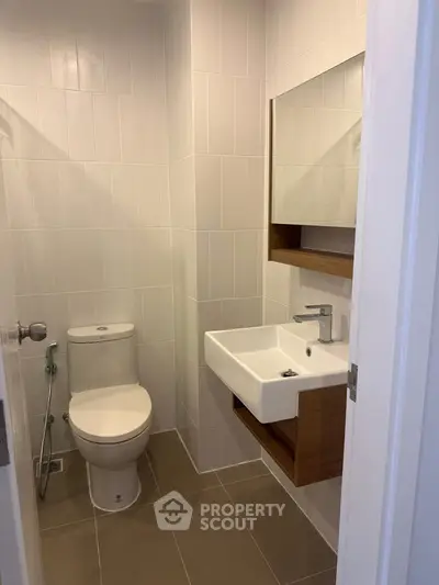 Modern bathroom with sleek fixtures and minimalist design