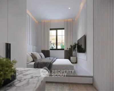 Luxurious modern bedroom with elegant decor and natural light