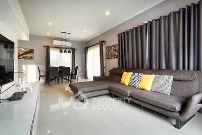 Modern living room with sleek furniture and stylish decor