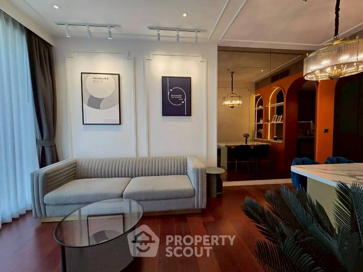 Stylish modern living room with elegant decor and cozy seating area