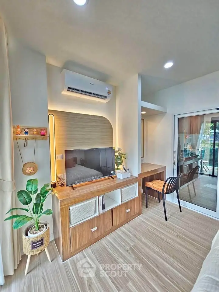 Modern living room with stylish decor and natural light