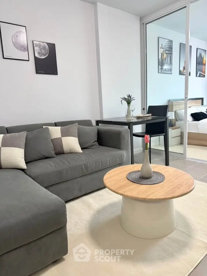 Modern living room with stylish decor and cozy ambiance