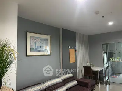 Modern living room with stylish decor and cozy dining area