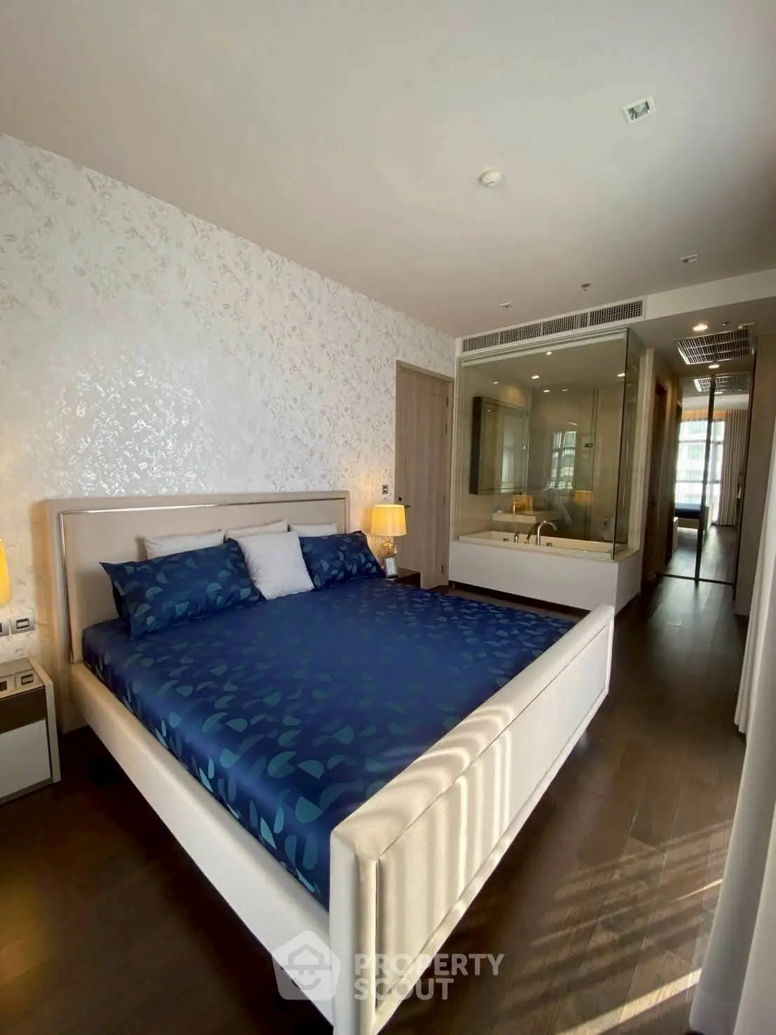 Luxurious bedroom with modern design and elegant decor