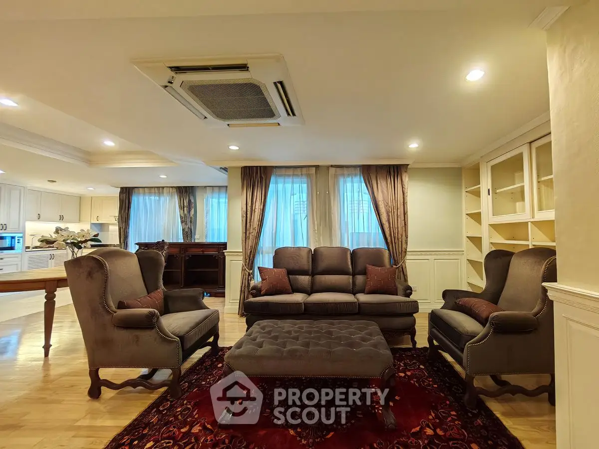 Luxurious living room with elegant furniture and ambient lighting