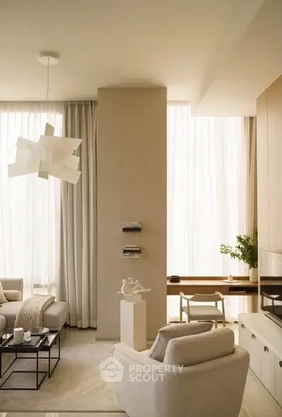 Elegant modern living room with stylish furniture and natural light