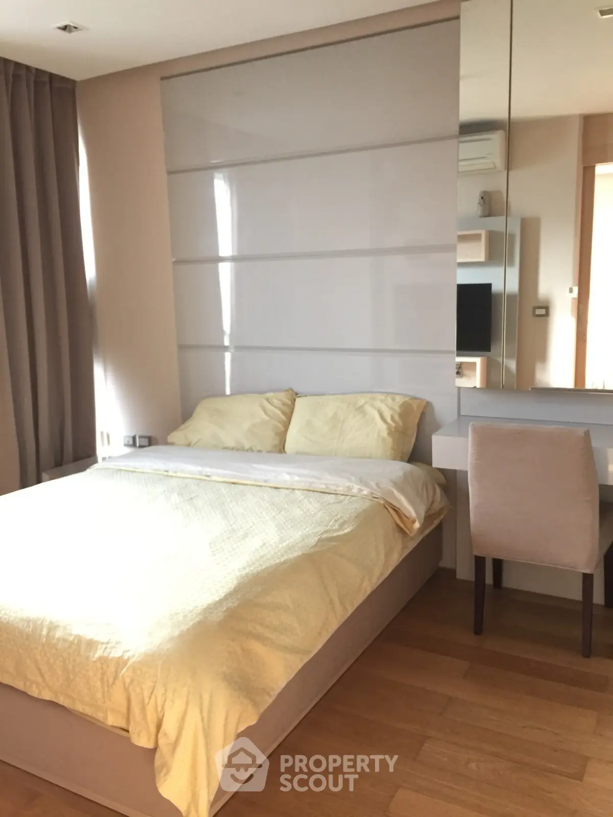 Modern bedroom with cozy bed and stylish decor