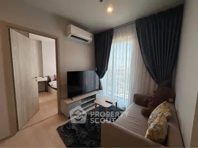 Cozy living room with modern decor and natural light