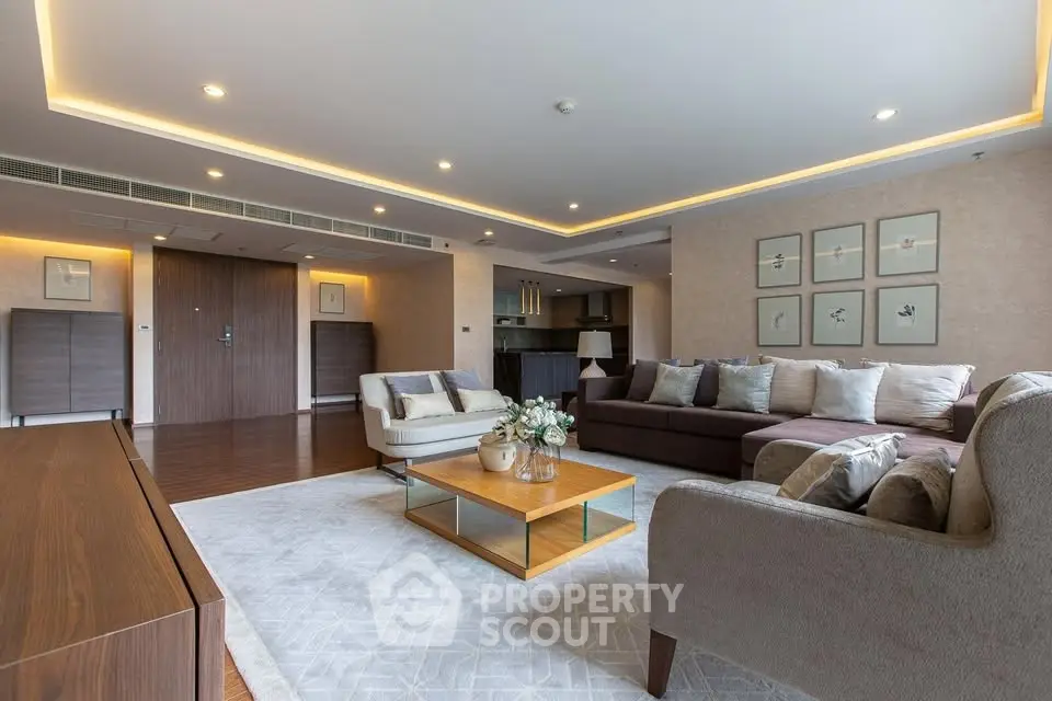Spacious modern living room with elegant decor and open layout