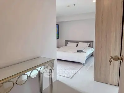 Modern bedroom with sleek design and elegant furnishings