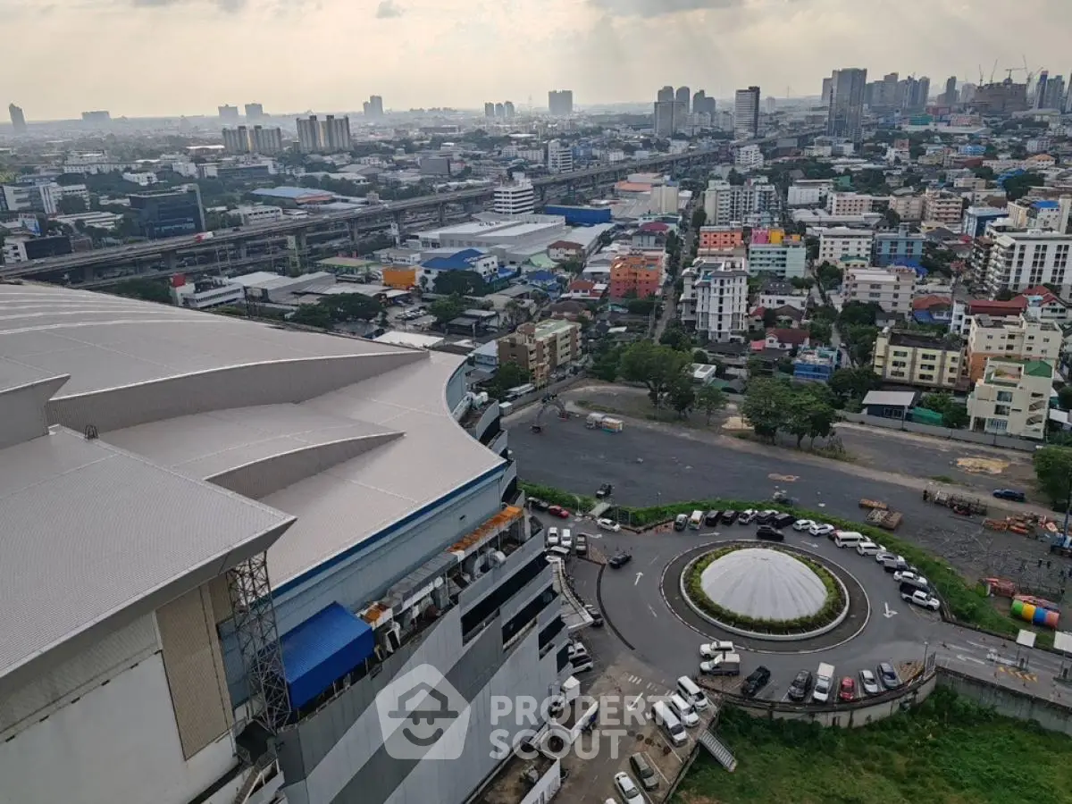 Stunning cityscape view from high-rise building showcasing urban skyline and vibrant city life.