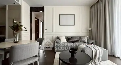 Modern living room with elegant decor and cozy seating area