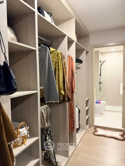 Spacious walk-in closet with modern design and ample storage space