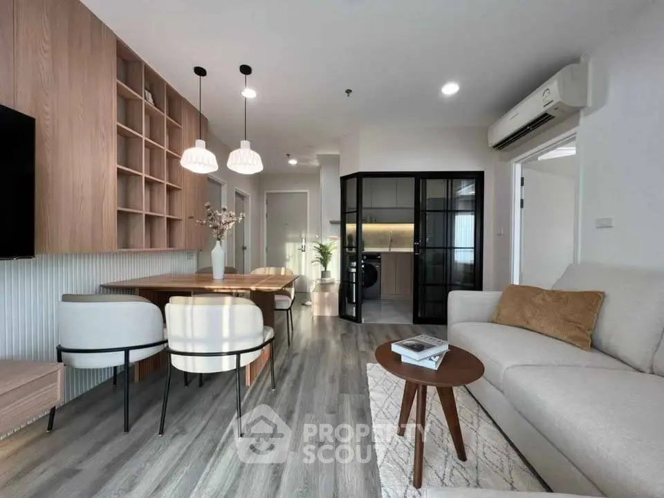 Modern living room with open layout and stylish furniture