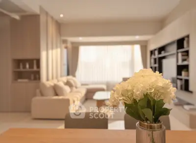 Elegant living room with modern decor and natural light