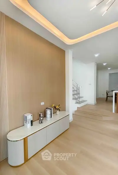 Modern interior with elegant staircase and stylish decor in a contemporary home