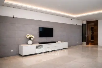 Spacious modern living room with sleek design and elegant decor