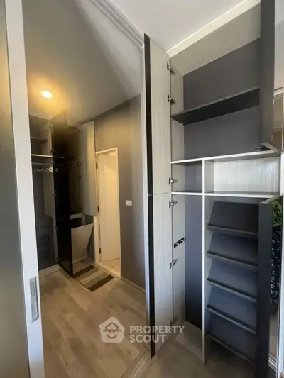 Modern storage space with sleek shelving and ample lighting