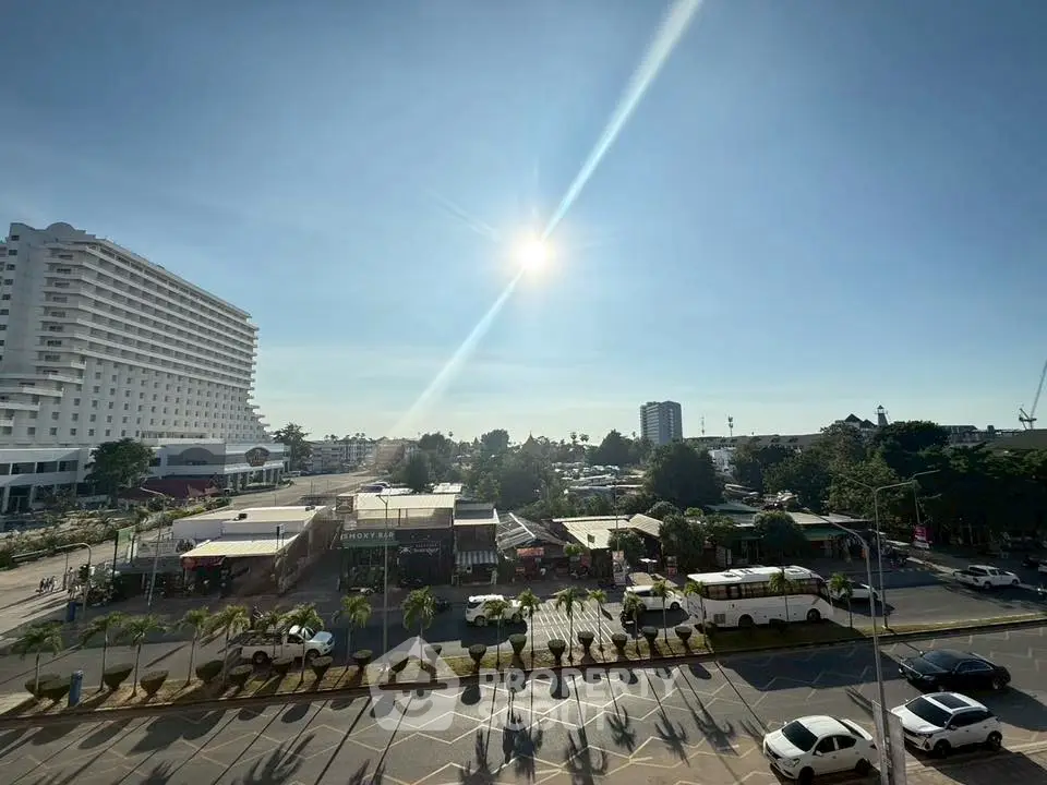 Stunning cityscape view with modern buildings and clear blue sky