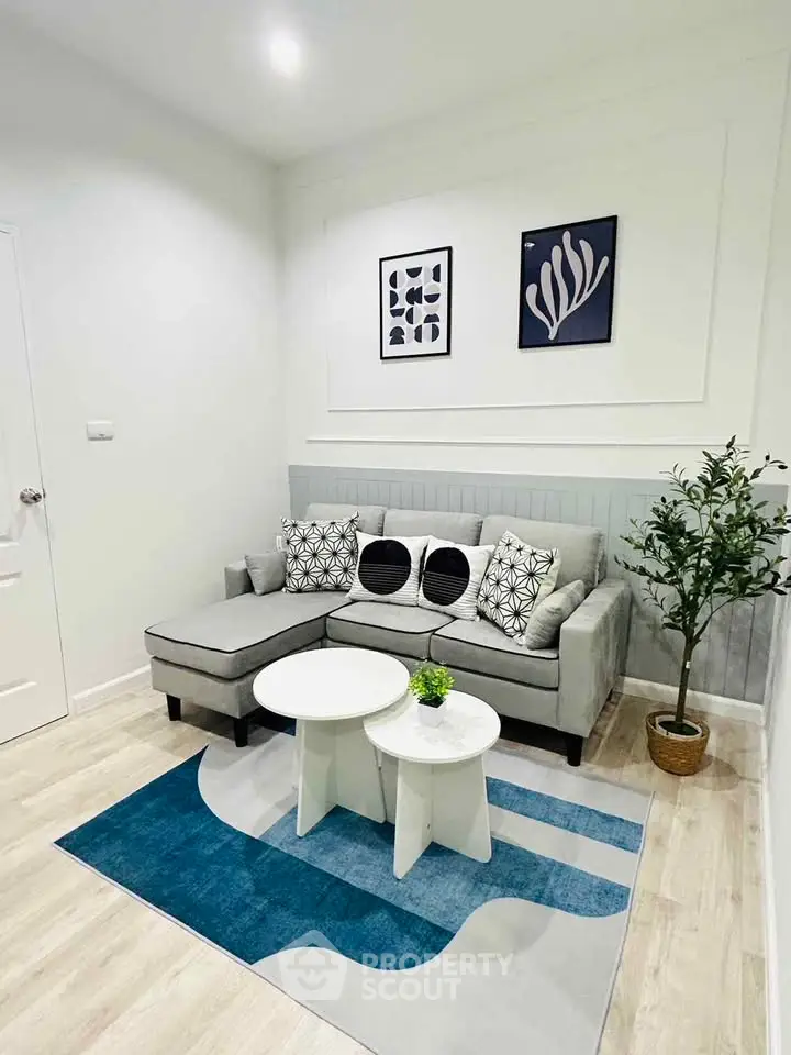 Stylish living room with modern decor and cozy seating area