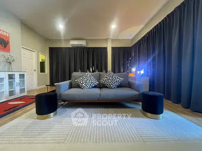 Stylish living room with modern sofa and chic decor