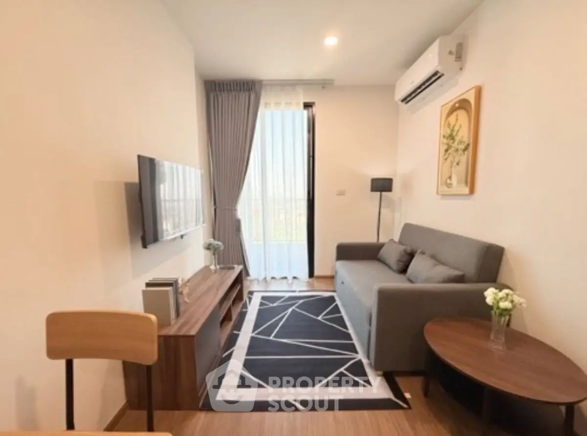 Modern living room with stylish decor and natural light