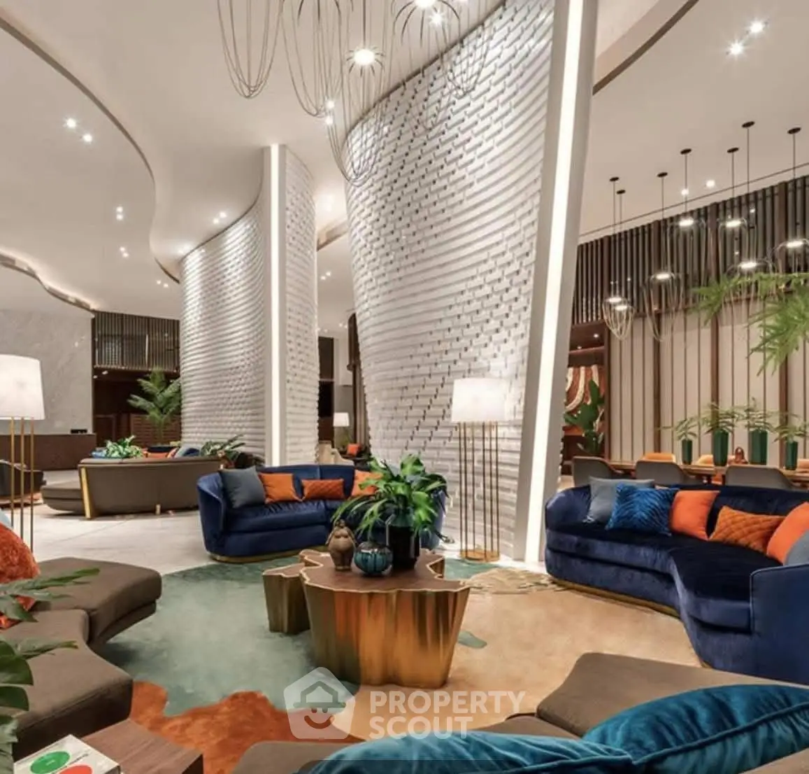 Luxurious modern living room with elegant decor and stylish furniture