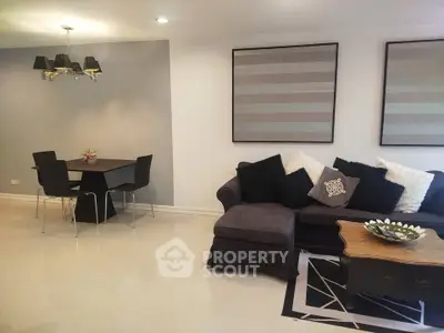 Modern living room with stylish decor and cozy seating area