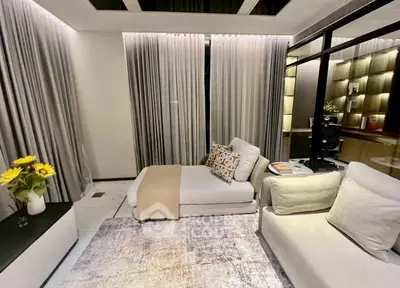 Luxurious modern living room with elegant decor and cozy seating area