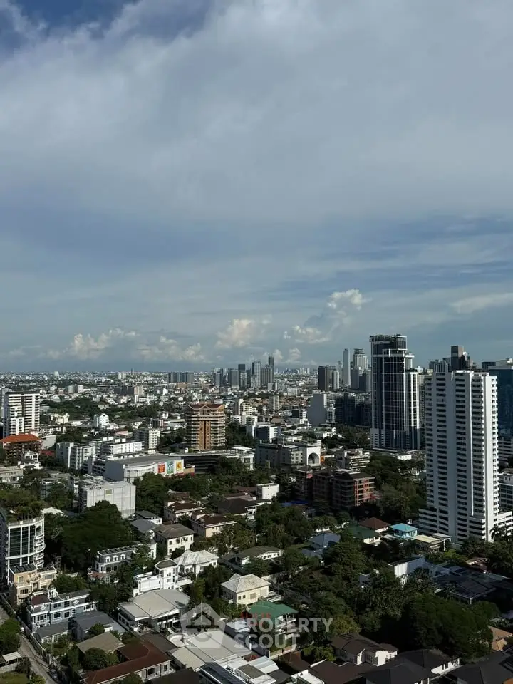 Stunning cityscape view showcasing modern skyscrapers and lush greenery, perfect for urban living enthusiasts.