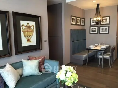 Stylish living room with elegant dining nook and modern decor
