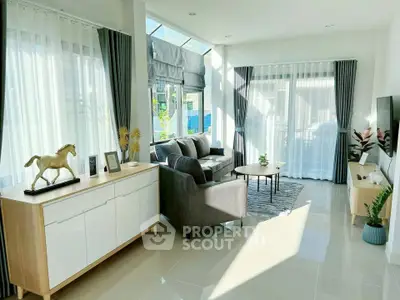 Bright and modern living room with stylish decor and ample natural light.