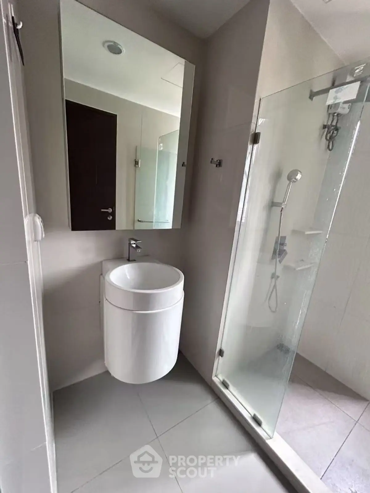 Modern bathroom with sleek shower and stylish sink design