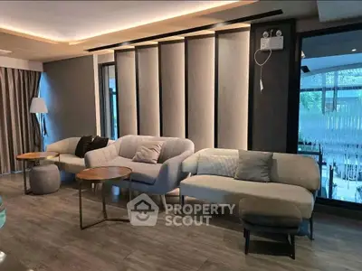 Modern living room with stylish sofas and elegant decor