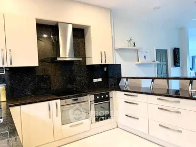 Modern kitchen with sleek cabinetry and built-in appliances