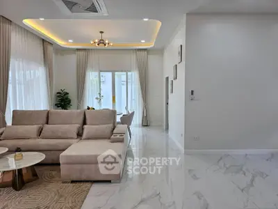 Luxurious modern living room with elegant decor and spacious layout