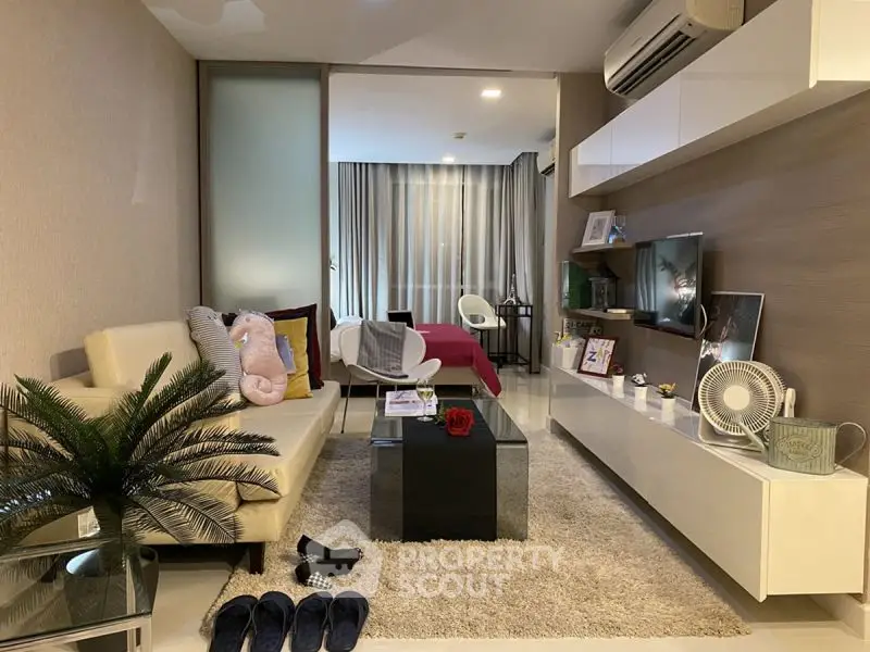 Modern living room with stylish decor and cozy ambiance
